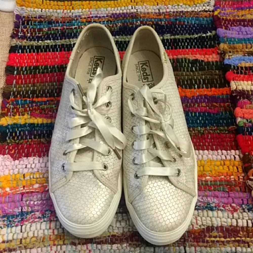 Keds size 11 metallic snake print tennis shoes